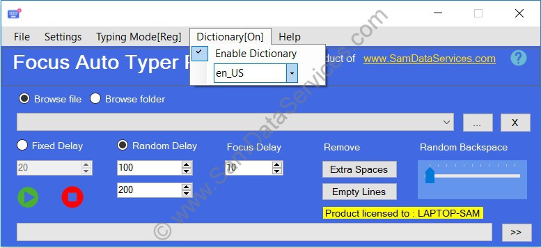 Focus Auto Typer Pro dictionary